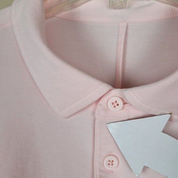 Lululemon Size L Evolution Short Sleeve Polo Oxford Strawberry Milkshake Pink - Picture 10 of 12